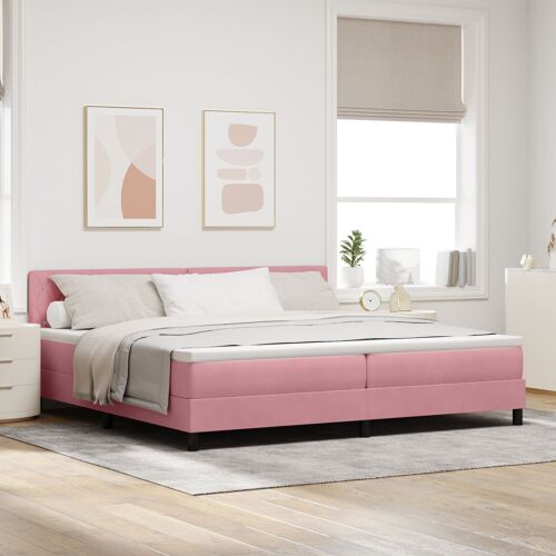 Box Spring VidaXL avec Matelas et LED Rose 200x200 cm Velours