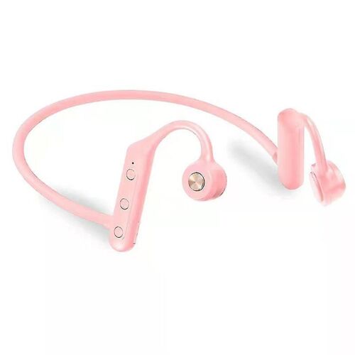 Casque sans fil Bluetooth 5.0 à conduction osseuse - Rose, étanchéité IPX5, design ergonomique, 8 à 10 heures d'autonomie