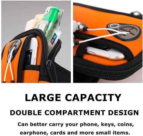 Brassard De Course Universel Pour Téléphones Jusqu'à 6,5 Pouces - Design Antidérapant, Poche Zippée, Trou Pour Écouteurs