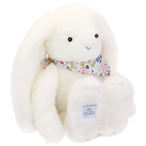 Peluche Lapin Fleurette blanc 35 cm