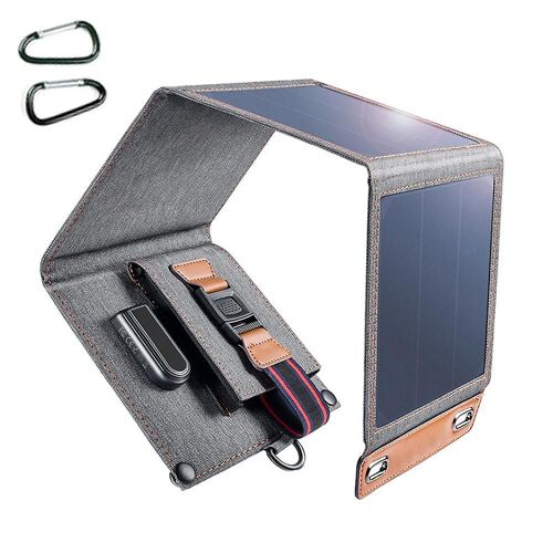 Chargeur solaire 14 W avec port USB, panneau monocristallin haute efficacité, design compact et léger