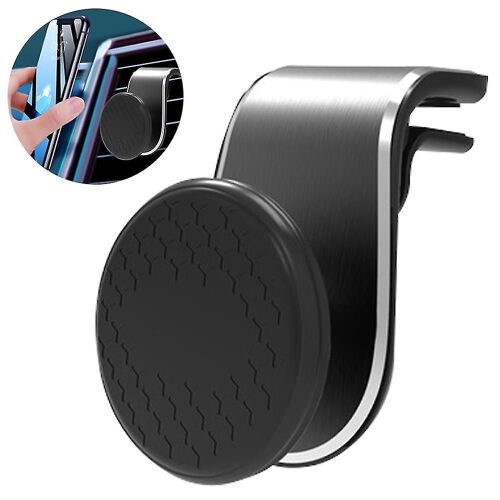 Support Magnétique De Téléphone De Voiture En Métal Noir F19 ¿ Aimant Puissant, Installation Facile, Compatible Avec Tous Les Téléphones