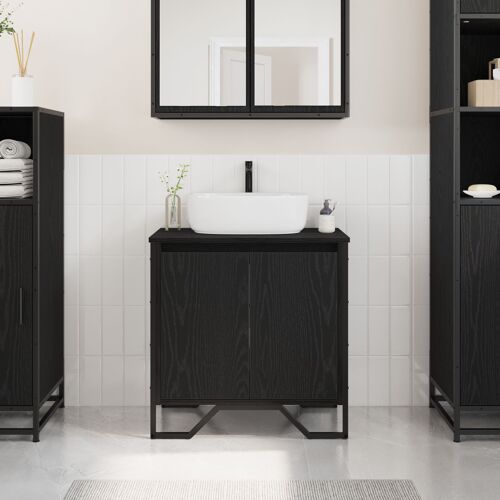 vidaXL Cabinet de Lavabo de Salle de Bain Chêne Noir 60x35x60 cm Bois Ingénierie