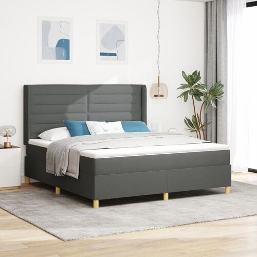 Lit box spring vidaXL avec matelas gris foncé 180x200 cm en tissu