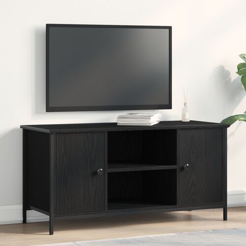 Meuble TV vidaXL Noir Chêne 100x40x50 cm Bois d'ingénierie et Acier