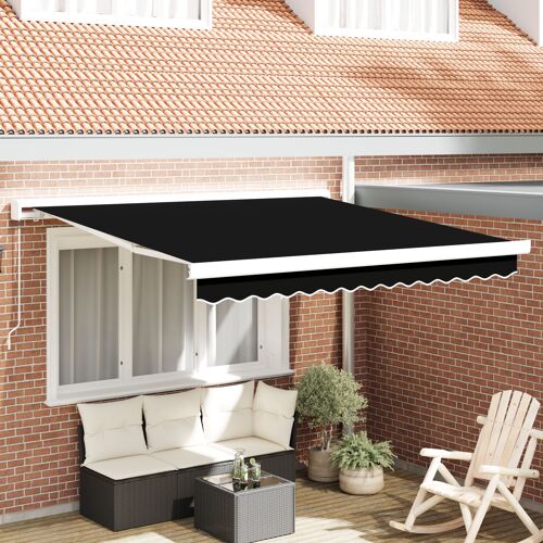 Auvent Rétractable Manuel Vidaxl Noir 350x250 Cm, Tissu De Remplacement Pour Auvent Vidaxl 3.5x2.5 M Cadre Noir