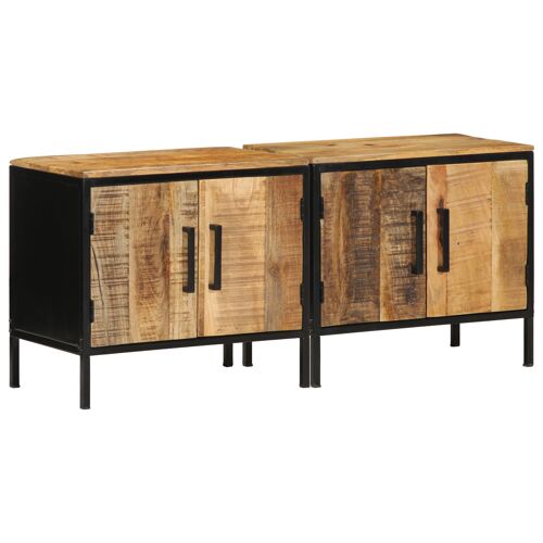 Vidaxl Tables De Nuit 2 Pcs 50x30x45 Cm Bois Massif Brut De Manguier