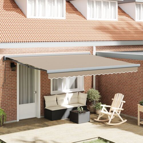Vidaxl Auvent Rétractable Automatique Beige 400x300 Cm, Tissu De Remplacement Auvent Vidaxl Pour Cadre 4x3 M Beige