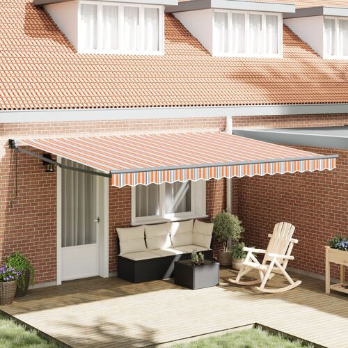 Vidaxl Auvent Rétractable Automatique Rayé Multicolore 450x300 Cm