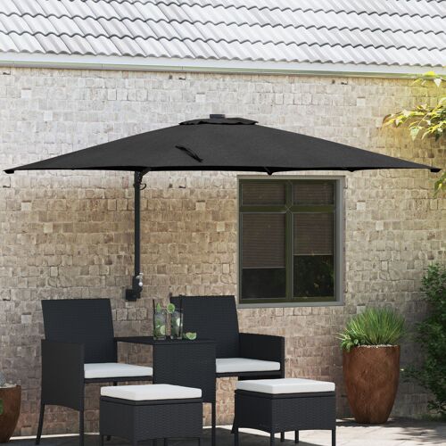 Vidaxl Parasol De Terrasse Noir Polyester, Acier Grand Inclinable