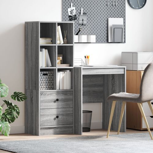 Vidaxl Bureau Avec Rangement Gris Sonoma