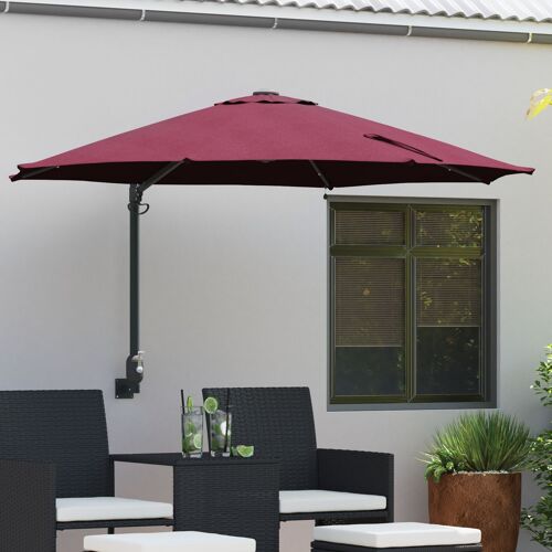 Vidaxl Parasol De Jardin Mural Avec Leds Rouge Bordeaux 248 Cm