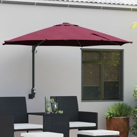Vidaxl Parasol De Jardin Mural Avec Leds Rouge Bordeaux 248 Cm