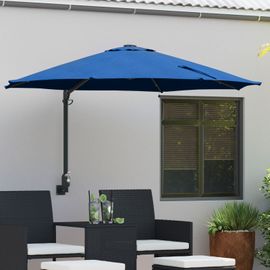 Vidaxl Parasol Mural De Jardin Avec Leds Bleu Azur 248 Cm