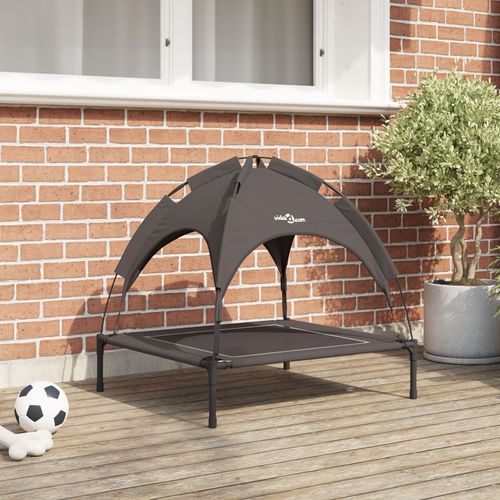 Vidaxl Lit Pour Chien Surélevé Marron Polyester, Métal Moyenne
