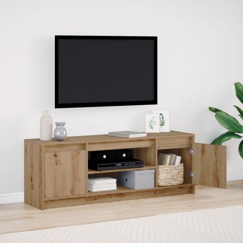 Vidaxl Meuble Tv Avec Led Chêne Artisanal 139.5x34x50 Cm Bois D'ingénierie