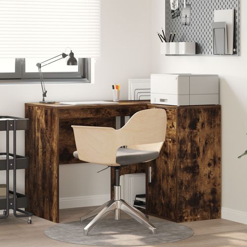 Vidaxl Bureau D'angle En Chêne Fumé 102x88x75 Cm En Bois D'ingénierie