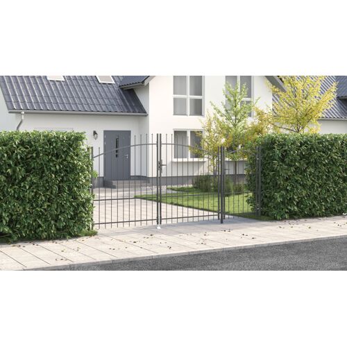Vidaxl Porte De Jardin Avec Flèche Grise 175x400 Cm En Acier
