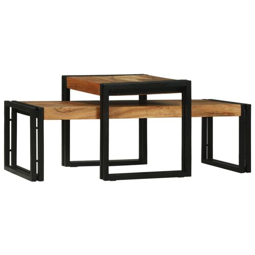 Vidaxl Set De 2 Tables Basses En Bois Massif D'acacia