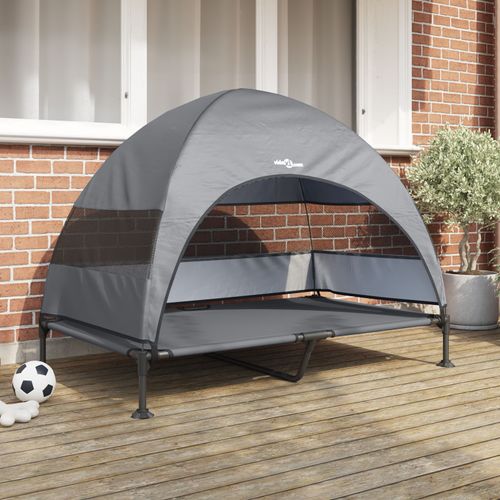 Vidaxl Lit Pour Chien Surélevé Avec Toit Amovible Gris Clair Xl Acier