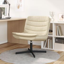 vidaXL Chaise pivotante Crème Tissu polyester, base en métal Moyenne