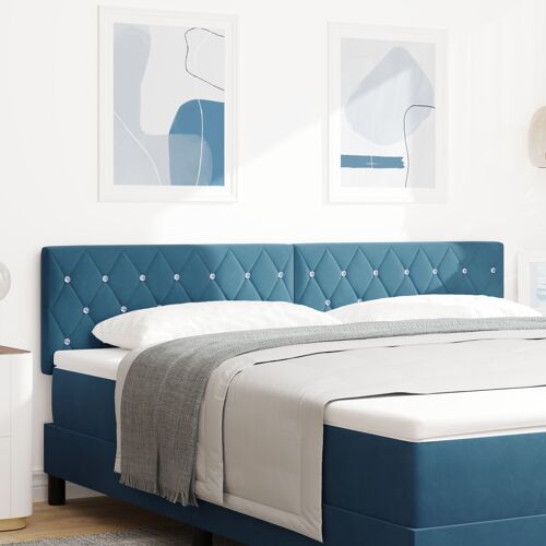 vidaXL Tête de Lit LED Bouton en Cristal Capitonnée Bleu Foncé 90 cm Velours, vidaXL Tête de Lit Bouton en Cristal Capitonnée Bleu Foncé 180 cm Velours