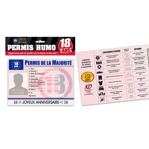 PERMIS HUMORISTIQUE SPÉCIAL 18 ANS