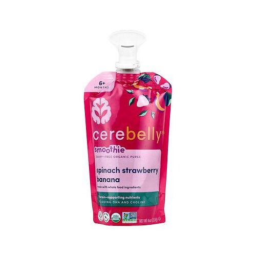 Cerebelly, Smoothie, Purée Biologique Sans Produits Laitiers, 6 Mois Et Plus, Épinard, Fraise, Banane, 113 G