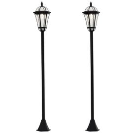 Lot De 2 Lampadaires Extérieurs Solaires 15 Lm Ø 18,5 X 129h Cm Noir