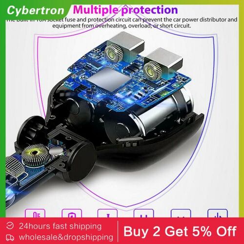 Répartiteur De Prise Allume-Cigare Laguna Pour Voiture, Affichage Transparent Led Durable, Charge Rapide Intelligente Qc3.0, 78g, 12v-24vdc, Abs