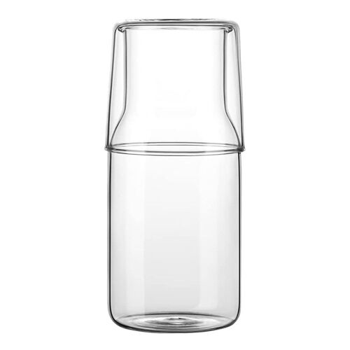 Ensemble De Carafe À Eau De Chevet Avec Gobelet En Verre, Table De Chevet De Chambre À Coucher, Bouteille De Rince-Bouche En Verre Pour Hot, 500ml