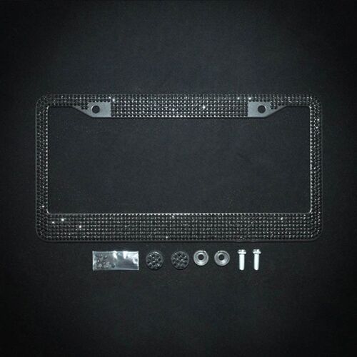 Cadre De Plaque D'immatriculation En Cristal Étincelant De Mode, Porte-Couvercle De Plaque D'immatriculation En Strass Cadeau