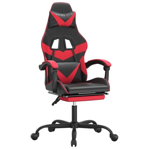 vidaXL Chaise de jeu avec repose-pied Noir et rouge Similicuir