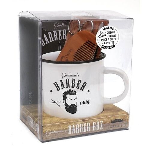 Gentlemen's Barber Box - Avec 1 Paire Des Ciseaux, 1 Peigne, 1 Pince À Épiler, 1 Serviette, 1 Mug