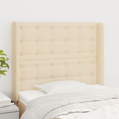 vidaXL Tête de lit avec oreilles Crème 83x16x118/128 cm Tissu