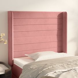 Vidaxl Tête De Lit Avec Oreilles Rose 93x16x118/128 Cm Velours