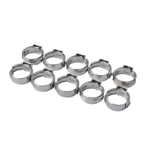 Colliers de serrage pour tuyau hydraulique en acier inoxydable, 10 pièces, simple oreille, 7.0mm-8.7MM