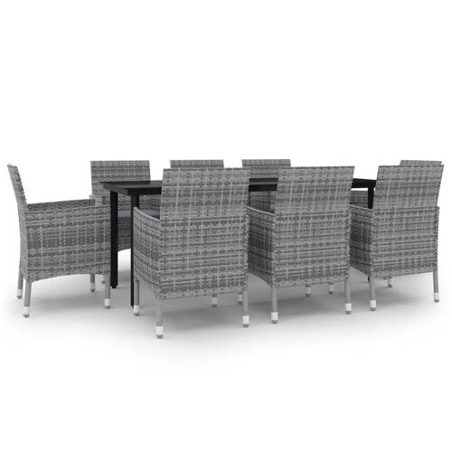Vidaxl Ensemble À Dîner De Jardin Coussins 9 Pcs Résine Tressée Verre