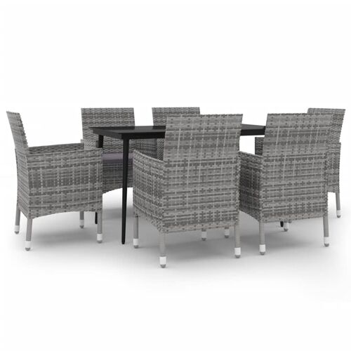 Vidaxl Ensemble À Dîner De Jardin Coussins 7 Pcs Résine Tressée Verre