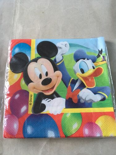 20 serviettes papier anniversaire mickey donald dingo -