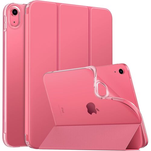 Étui avec Coque Arrière pour iPad 10e Génération 2022 10,9 Pouces en TPU Souple à Rabat avec Support Semi-Transparent Protecteur Housse Antichoc Réveil Sommeil Auto Pastèque Rouge