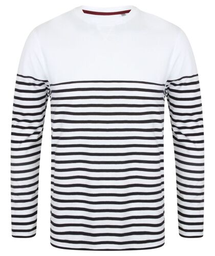 Marinière Homme - T-Shirt Manches Longues - Fr134 - Blanc Rayé