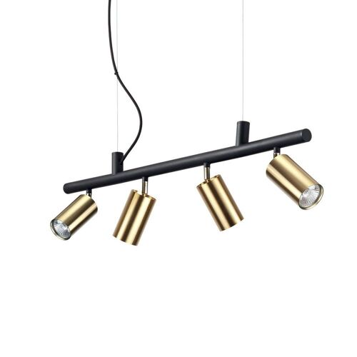 Ideal Lux Dynamite - Luminaire Suspendu D'intérieur À 4 Lumières, Plafonnier, Laiton Satiné, Gu10