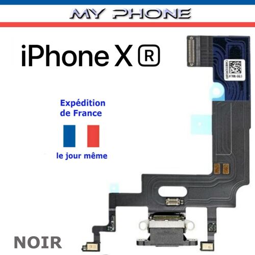 Connecteur de CHARGE APPLE IPHONE XR NOIR + Microphone - Dock Port micro USB Nappe Flex