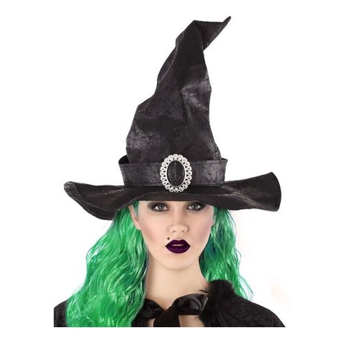 Chapeau De Sorcière Noir Avec Boucle (Taille Unique Adulte)