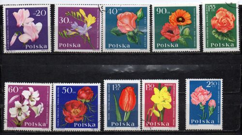 Pologne- Lot De 10 Timbres Oblitérés Fleurs Et 4 Timbres Oblitérés Apimondia 87