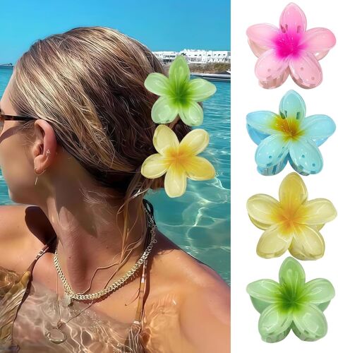 4 Pièces Pinces À Cheveux En Forme De Fleur,Antidérapantes Pour Femmes,Accessoires De Coiffure Mignonnes,Pince À Griffes Colorée Pour Femmes,Accessoires De Coiffure Pour Femmes 