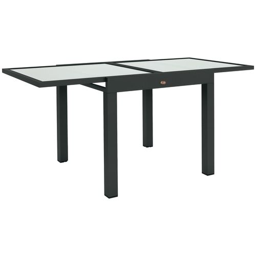 Table Extensible De Jardin 8 Pers. Métal Anthracite Verre Transparent