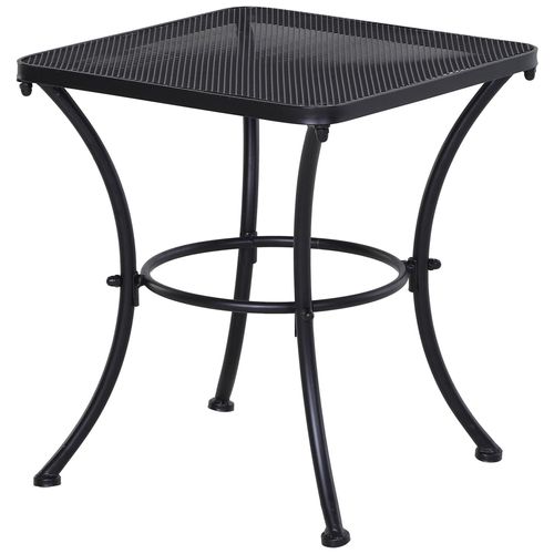 Table Basse Carr?E Bistro De Jardin Dim. 45l X 45l X 50h Cm Pi?Tement Arqu? Plateau Maill? Métal ?Poxy Anticorrosion Noir
