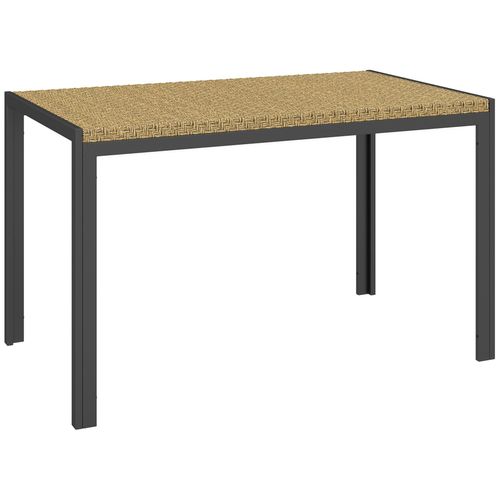 Table De Jardin Rectangulaire 4 Personnes Métal Plateau Résine Tressée Naturel
